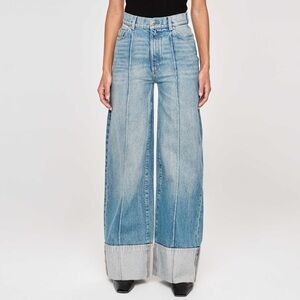DL1961 Hepburn Wide-Leg Light Blue Jeans with Stripe Anthropology Size 25